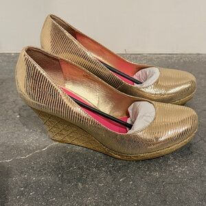 Lilly Pulitzer Gold Wedge Heels